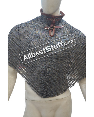 Medieval Titanium Chainmail Bishop Mantle 9 MM Flat Dome Pin Riveted